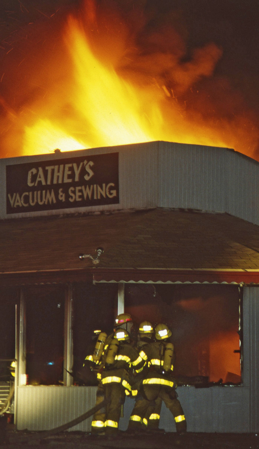 Fire at Cathey's Vacuum and Sewing